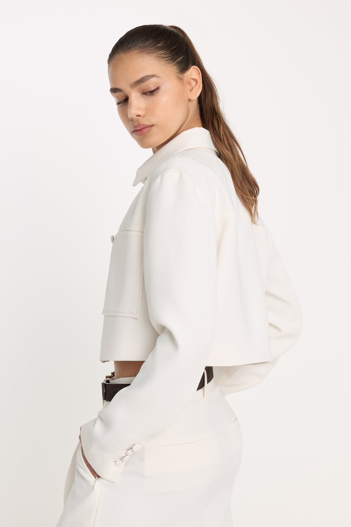 LUXE SUITING CROPPED JACKET | SOFT SHELL