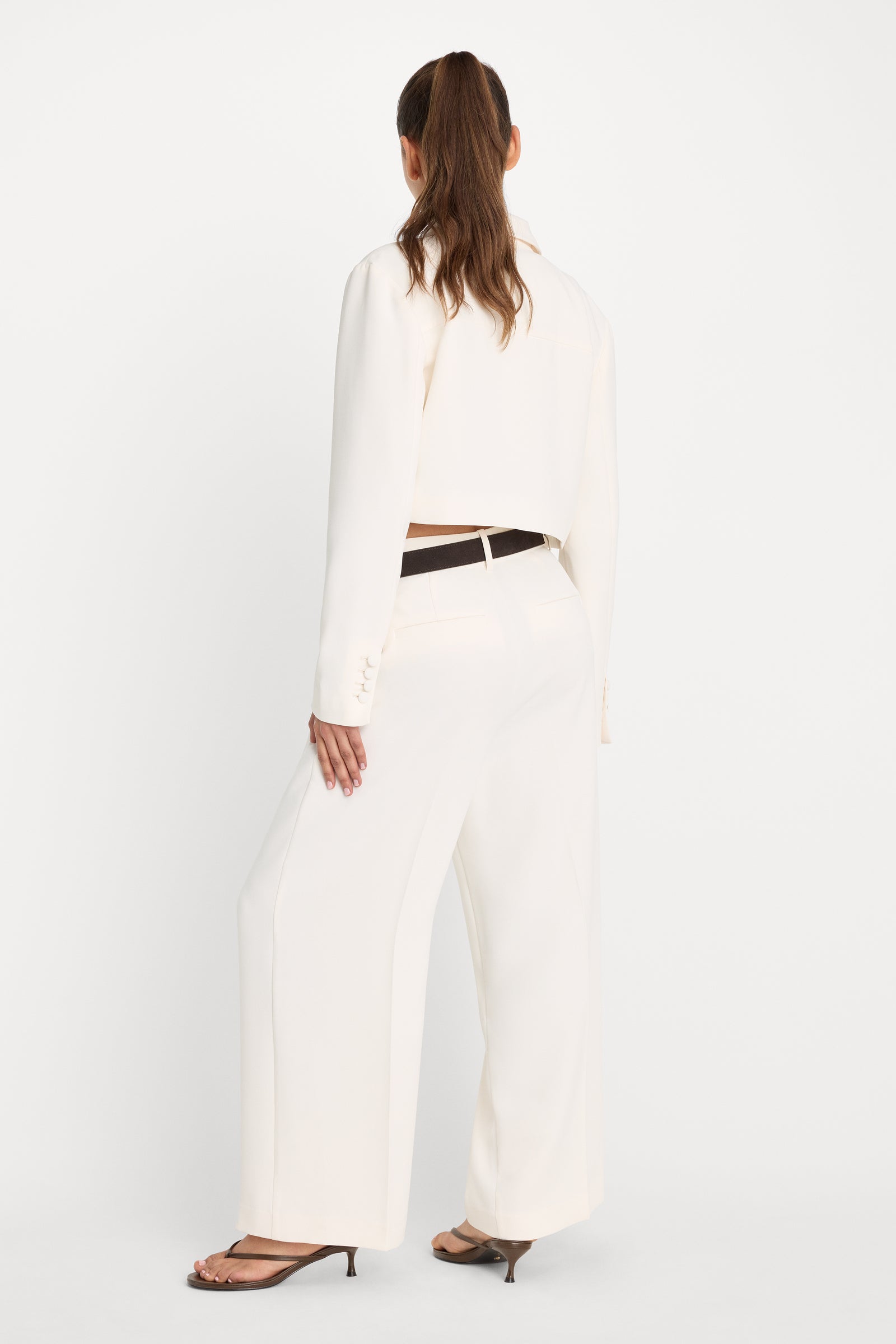 LUXE SUITING HIGH-RISE CROPPED WIDE LEG TROUSER | SOFT SHELL