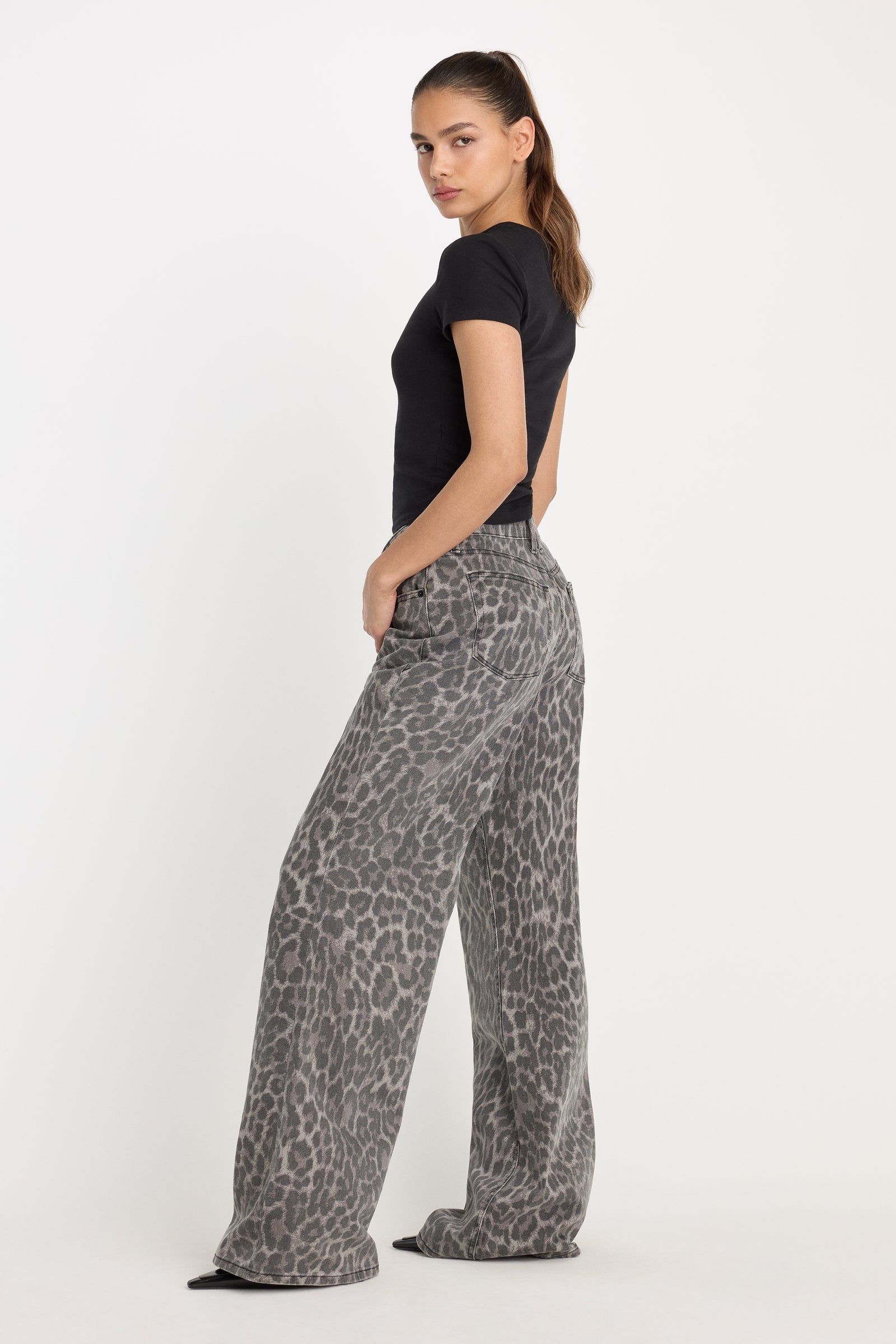 GOOD EASE LEOPARD JEANS | GREY LUCKY LEOPARD