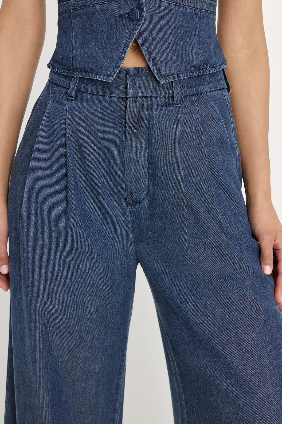 DENIM HIGH RISE CROPPED WIDE LEG TROUSER | INDIGO1187