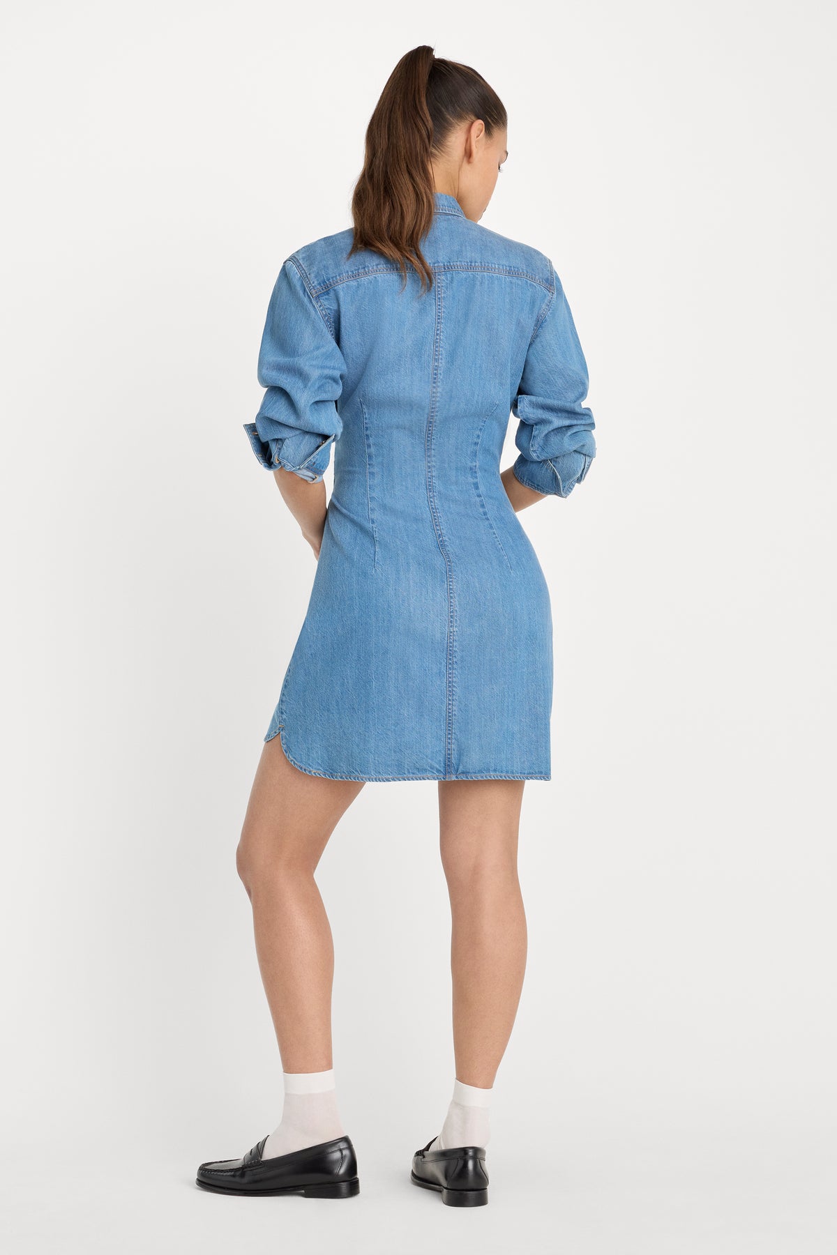 DENIM WRAP SHIRT DRESS | INDIGO266