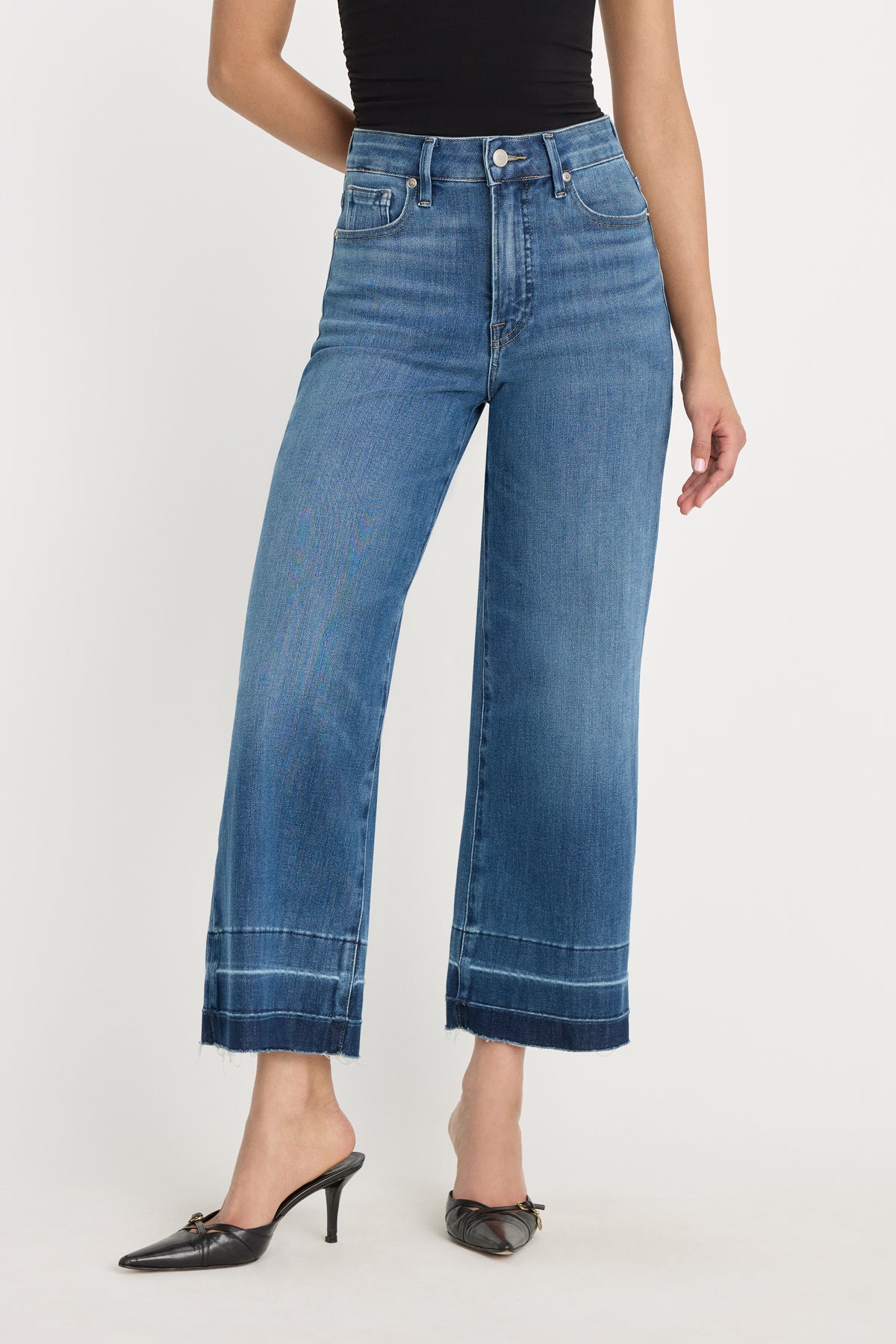 SOFT TECH GOOD WAIST PALAZZO CROPPED JEANS | INDIGO1213