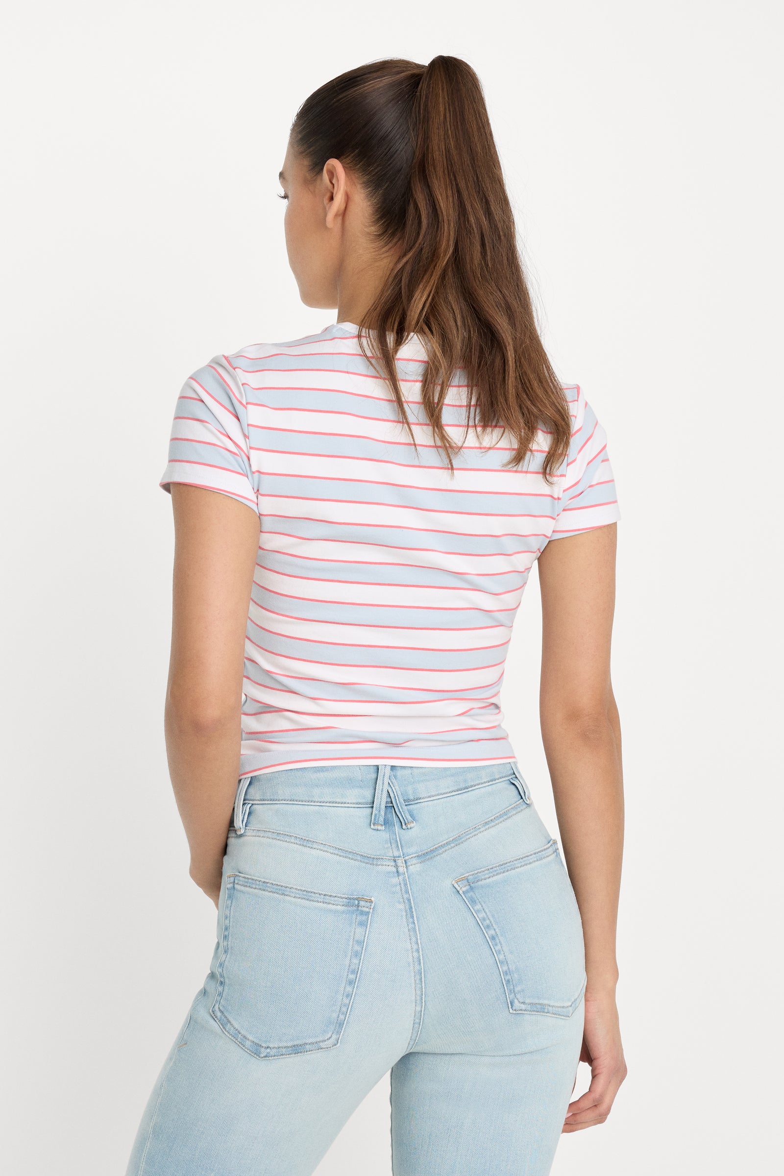 SUPER STRETCH BABY TEE | SKY STRIPE