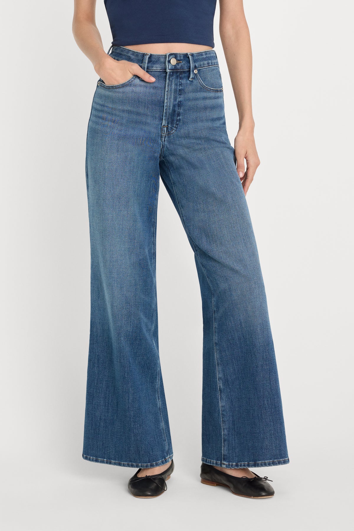 SOFT TECH GOOD WAIST PALAZZO ANKLE JEANS | INDIGO1281
