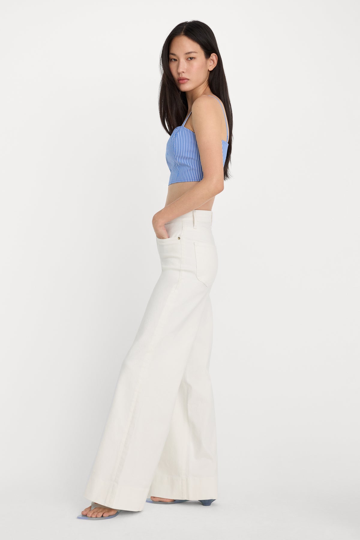 GOOD WAIST PALAZZO JEANS | COTTON WHITE