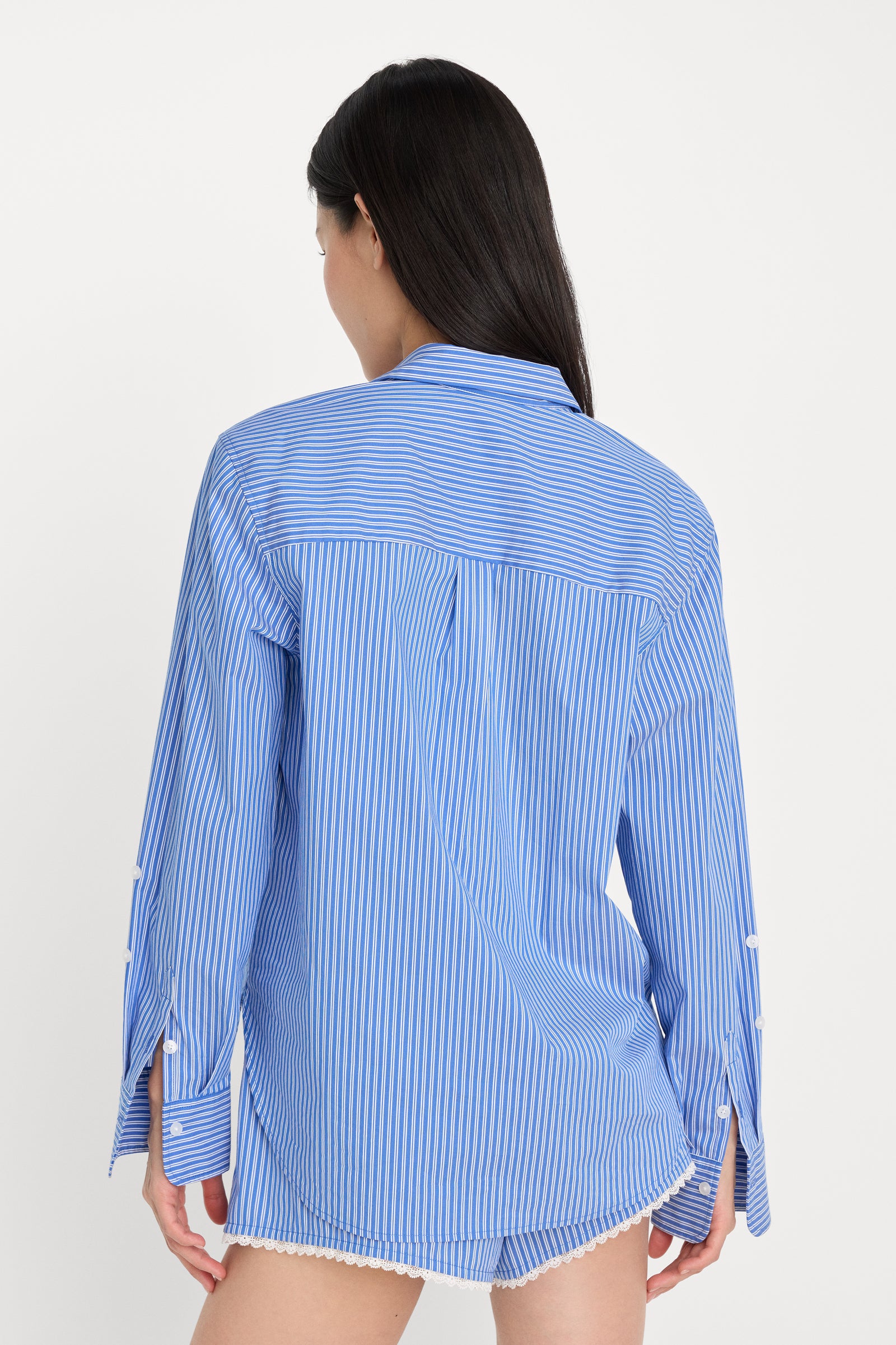 POPLIN CLASSIC BOXY SHIRT | BLUE &amp; WHITE STRIPE