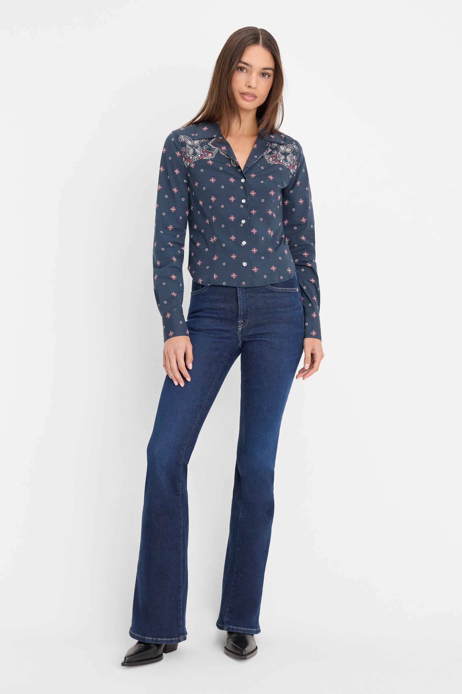 DOLLY TAILORED POPLIN SHIRT | NEW NAVY BANDANA PRINT