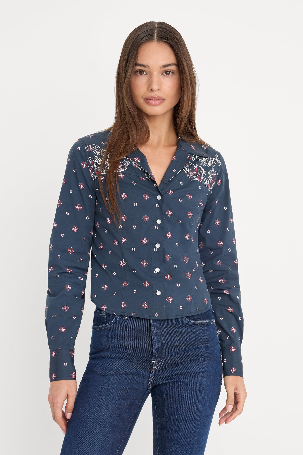 DOLLY TAILORED POPLIN SHIRT | NEW NAVY BANDANA PRINT