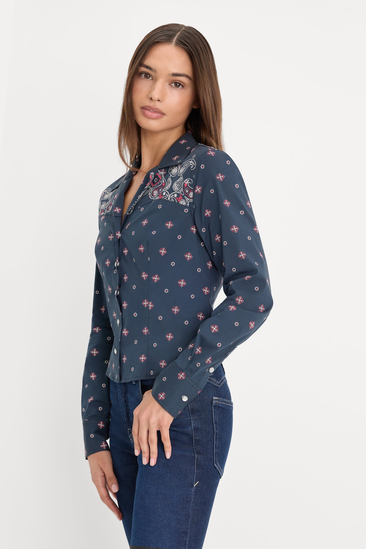 DOLLY TAILORED POPLIN SHIRT | NEW NAVY BANDANA PRINT