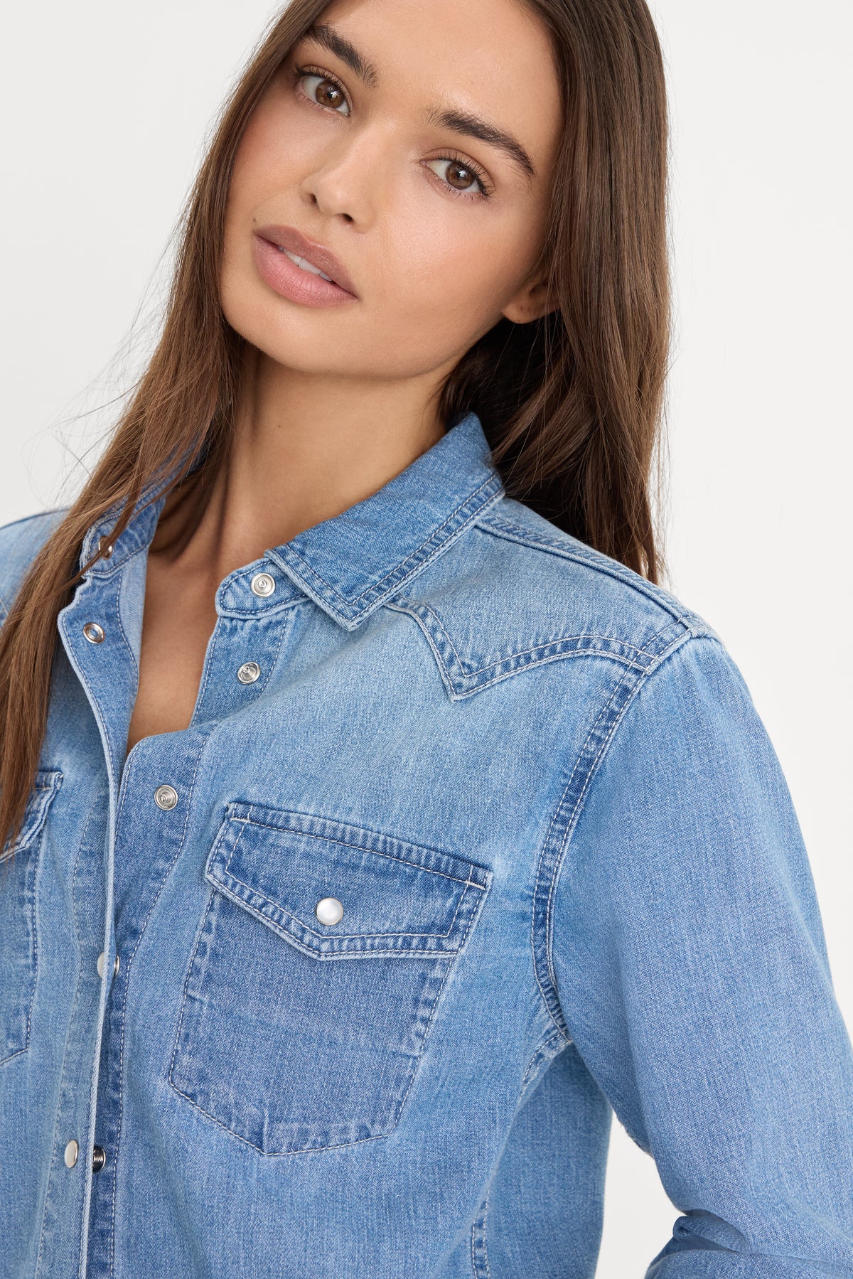 DOLLY SLIM FIT DENIM SHIRT | LIGHT BLUE