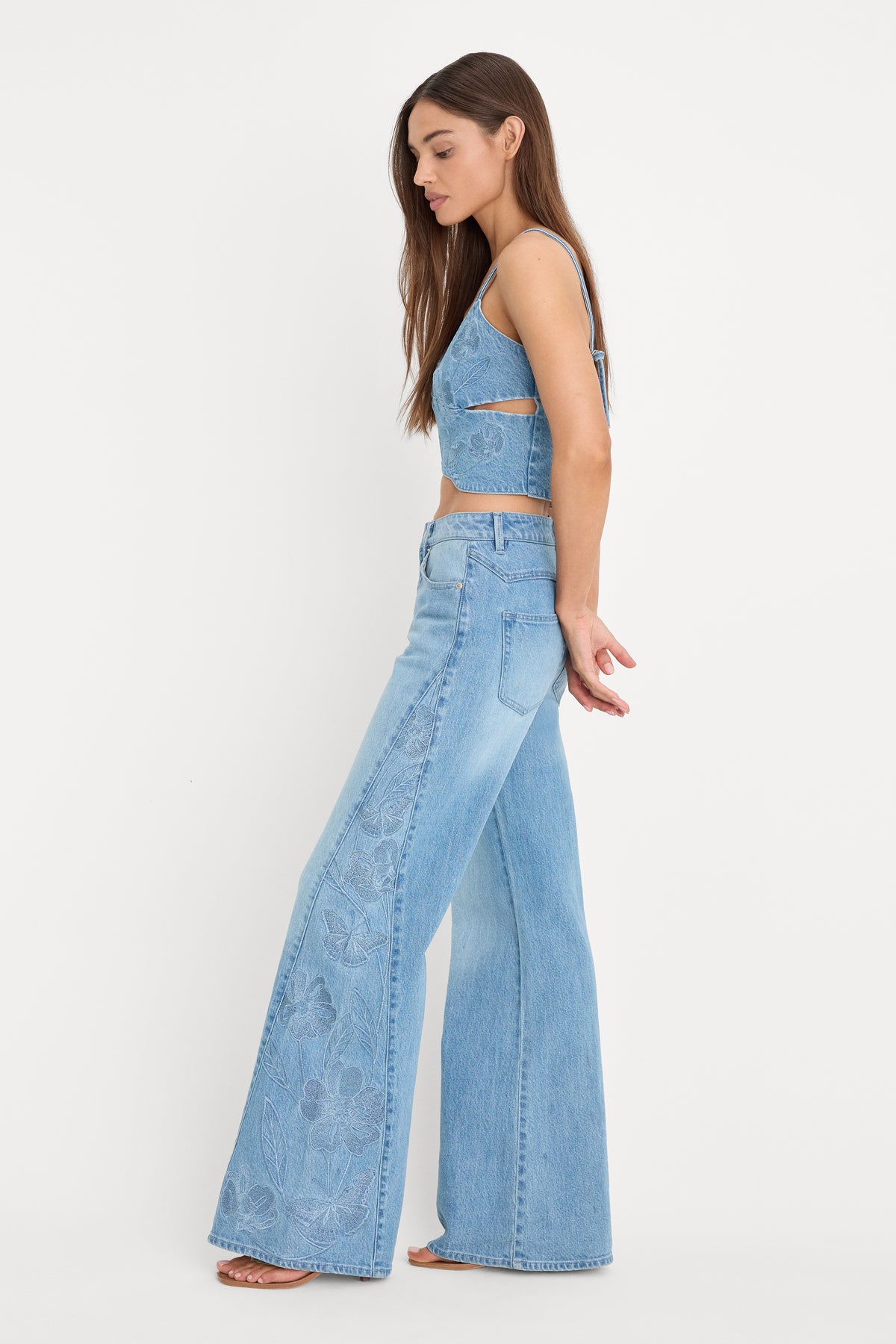 DOLLY JOLEANS EMBROIDERED GOOD WAIST PALAZZO JEANS | INDIGO1202