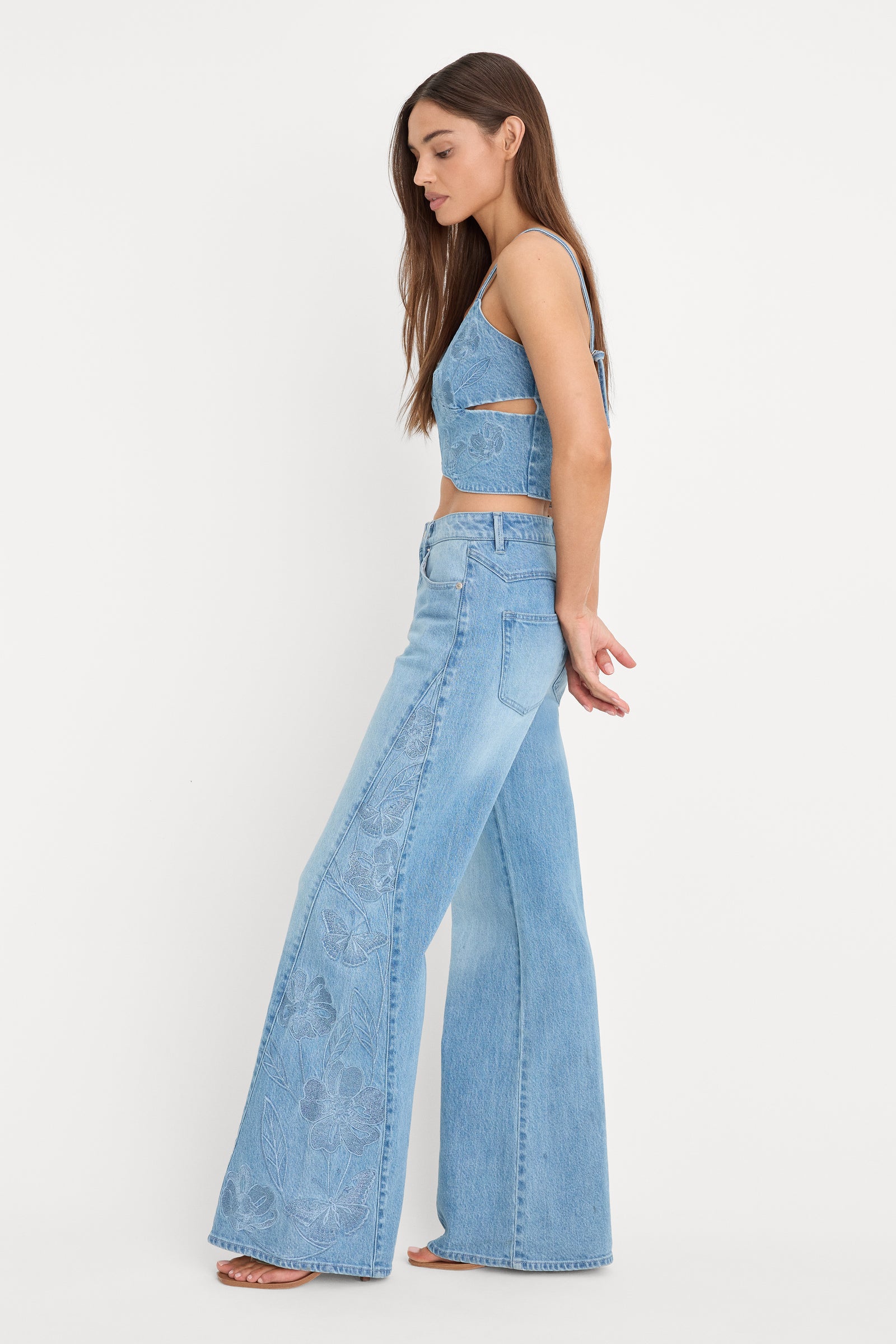 DOLLY JOLEANS EMBROIDERED GOOD WAIST PALAZZO JEANS | INDIGO1202