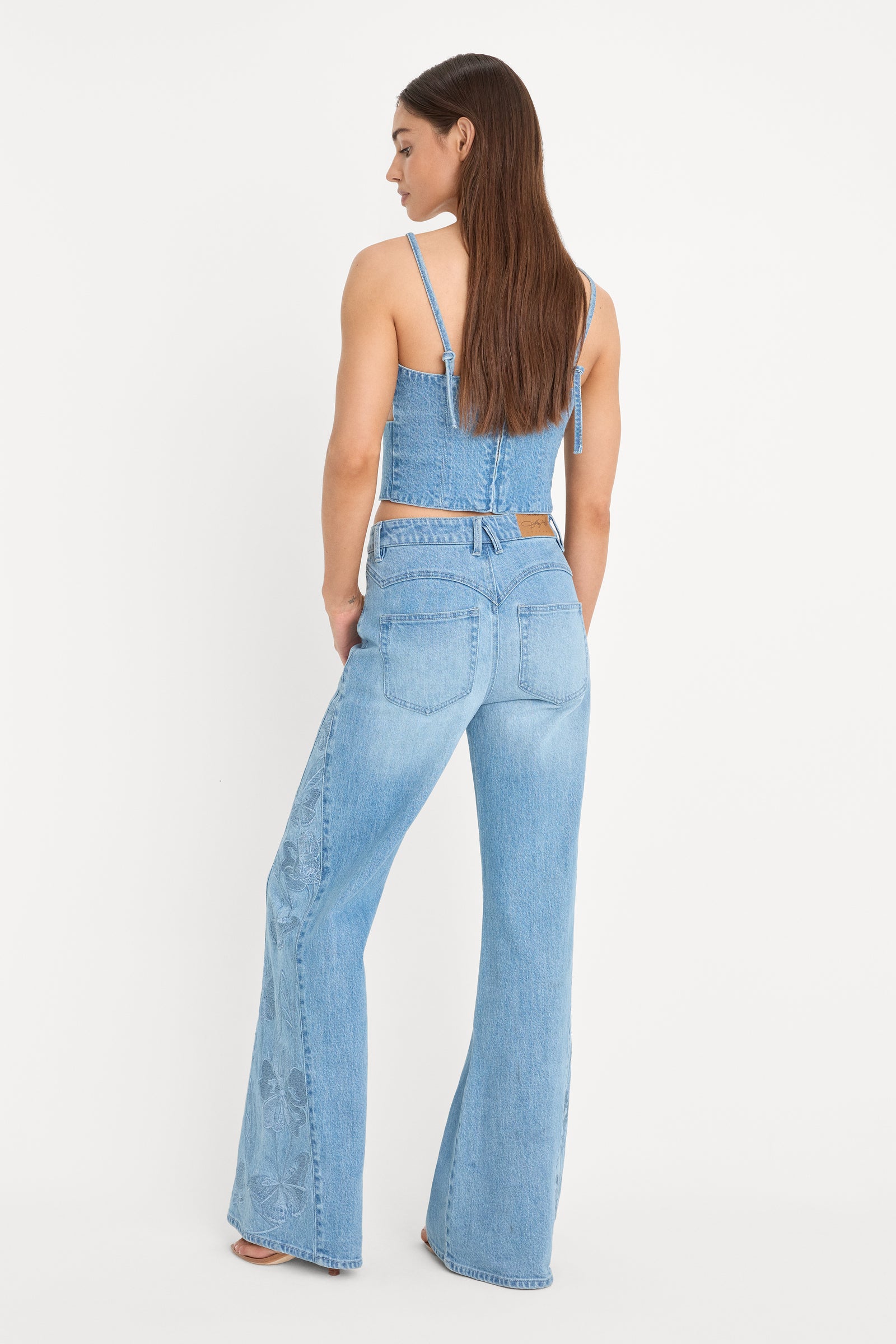 DOLLY JOLEANS EMBROIDERED GOOD WAIST PALAZZO JEANS | INDIGO1202