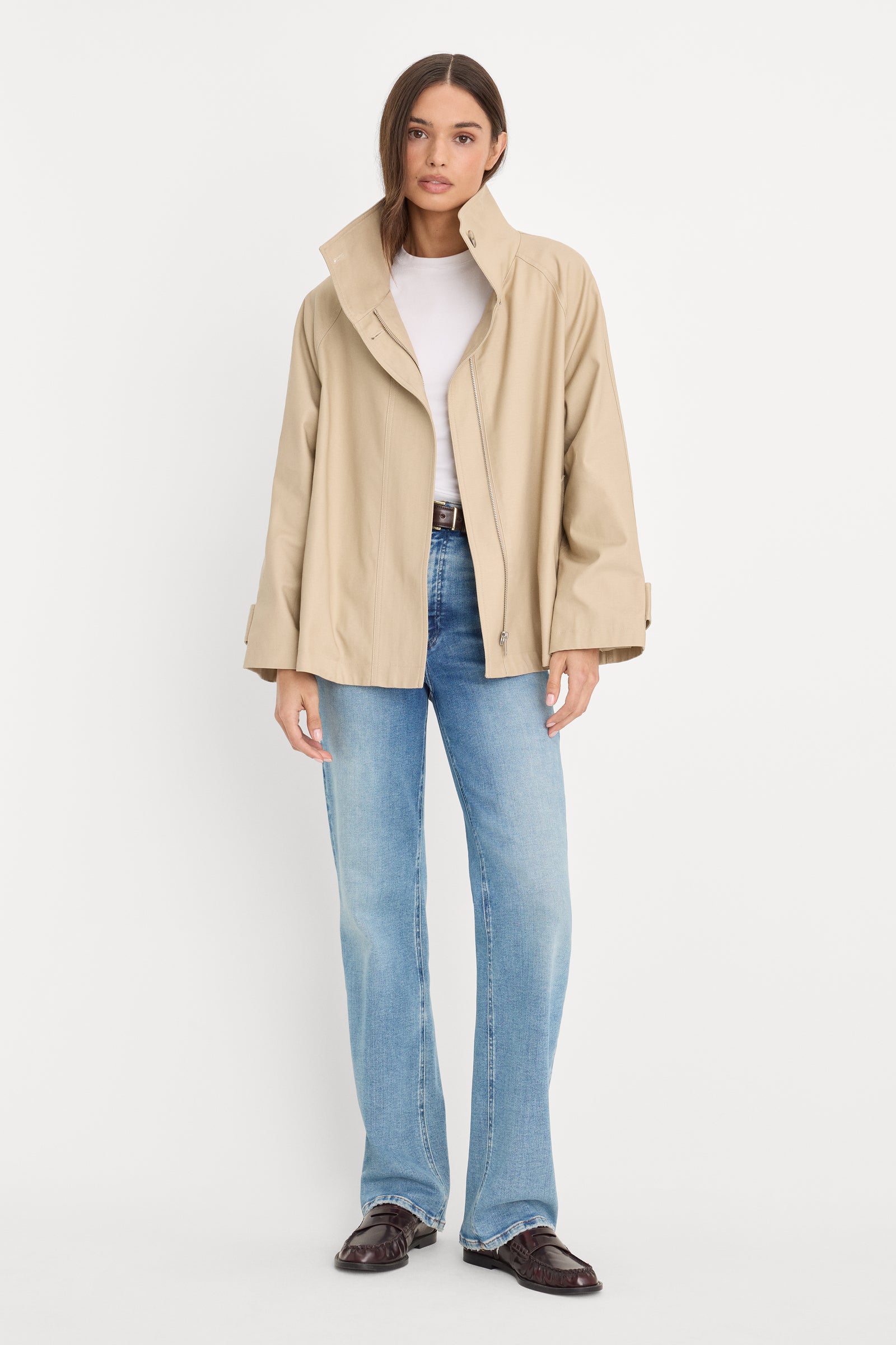 THE FUNNEL NECK TRENCH | LIGHT TAUPE