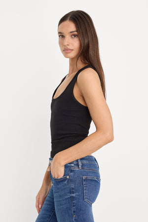 MICRO RIB TANK TOP | BLACK001