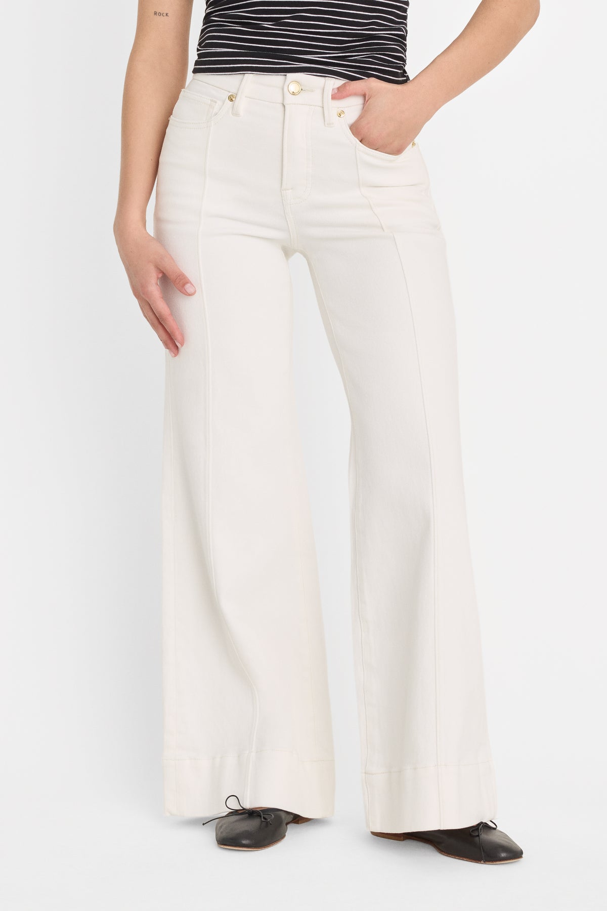 GOOD PETITE PALAZZO JEANS | COTTON WHITE