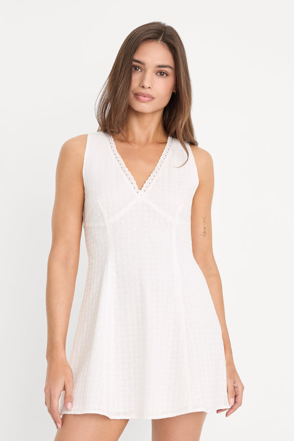 THE EYELET MINI DRESS | WHITE001