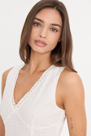THE EYELET MINI DRESS | WHITE001
