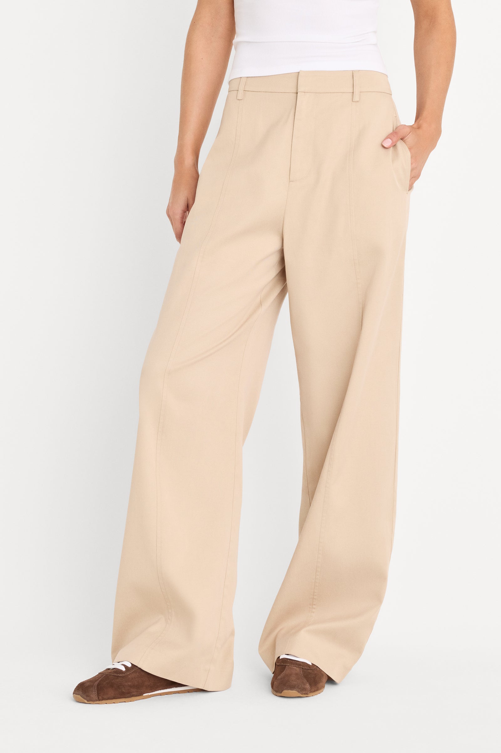 THE SEAMED WIDE LEG TROUSER | LIGHT TAUPE
