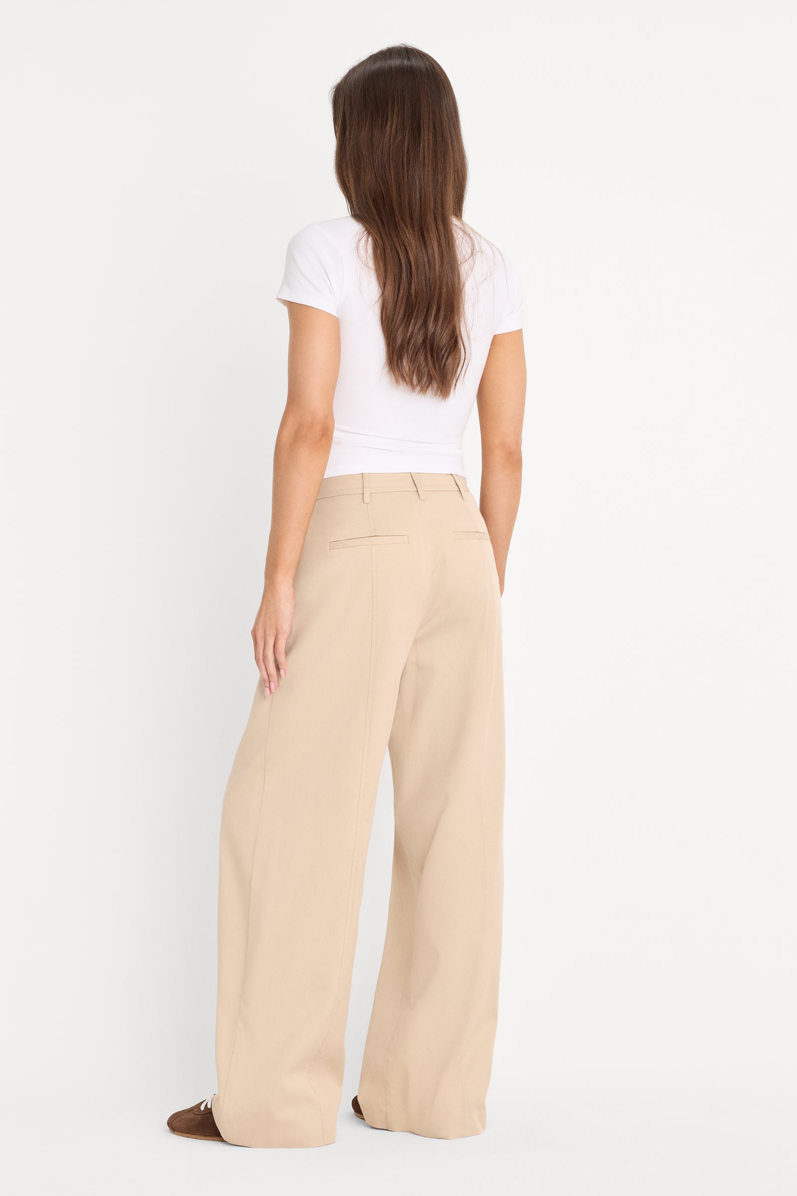 THE SEAMED WIDE LEG TROUSER | LIGHT TAUPE
