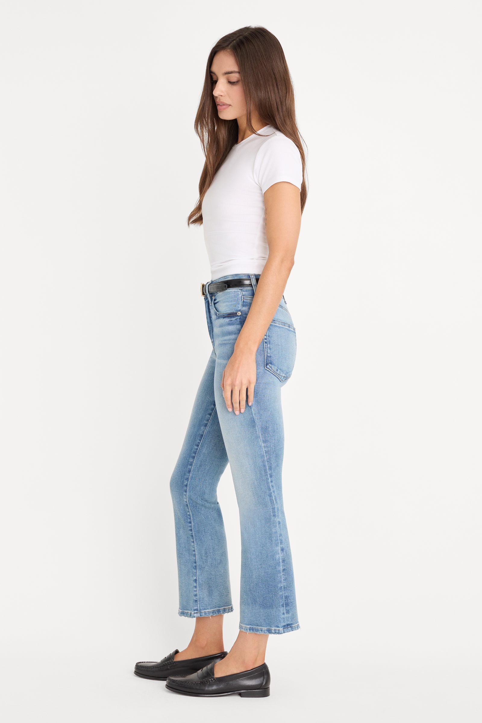 SOFT TECH GOOD LEGS CROP MINI BOOT JEANS| INDIGO1293