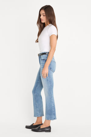 SOFT TECH GOOD LEGS CROP MINI BOOT JEANS| INDIGO1293