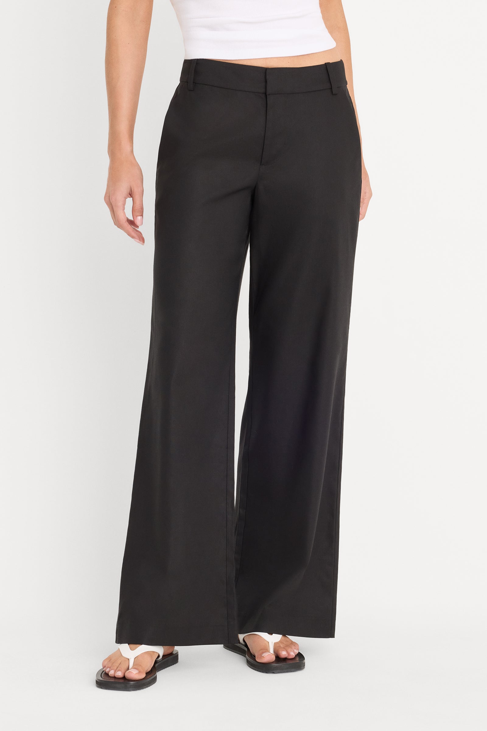 THE WIDE LEG LINEN TROUSER | BLACK