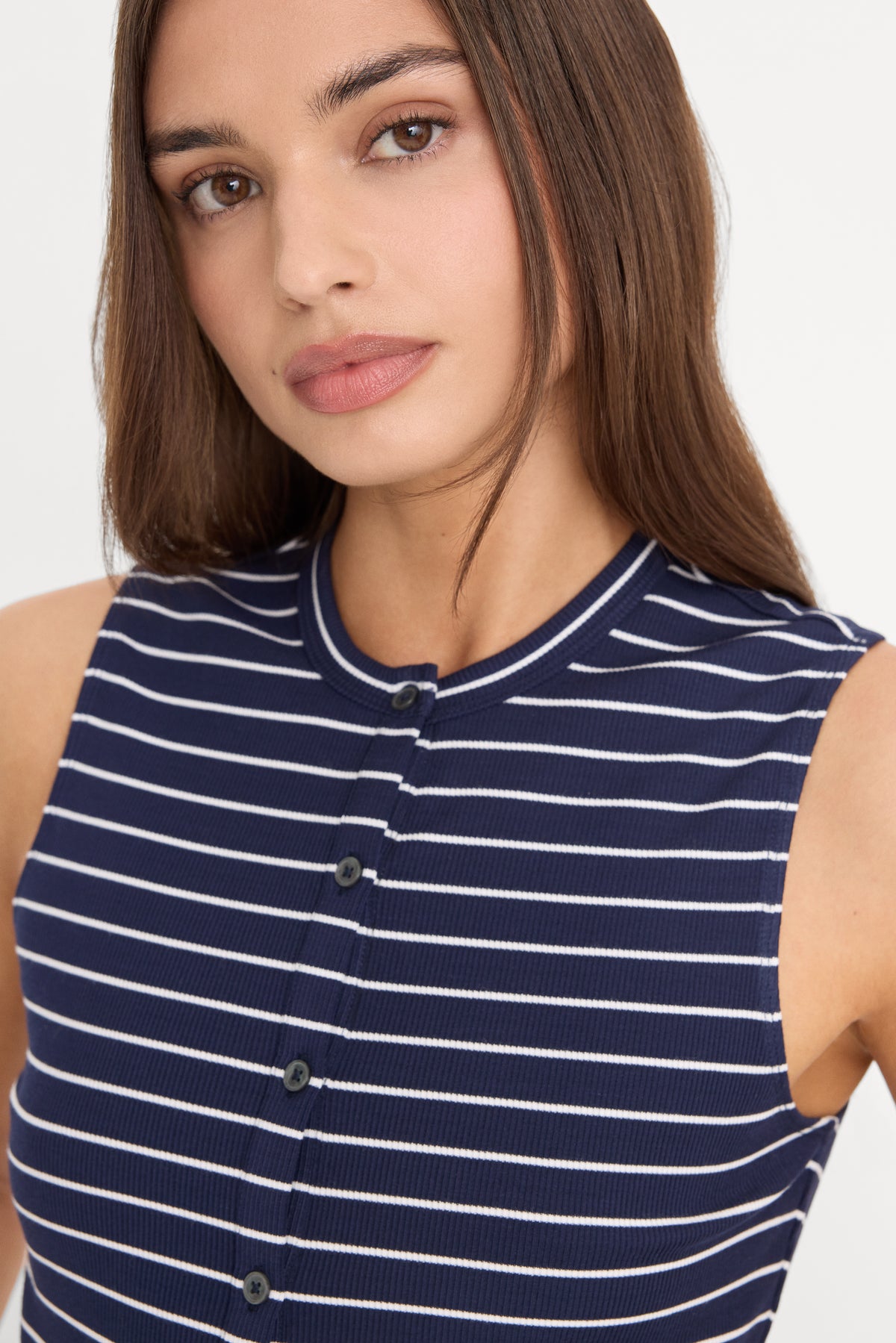 THE RIB SPLAY TOP | SIMPLE STRIPE HORIZON INK