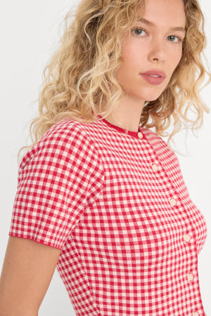 THE KEEPSAKE CARDIGAN | CHERRY GINGHAM