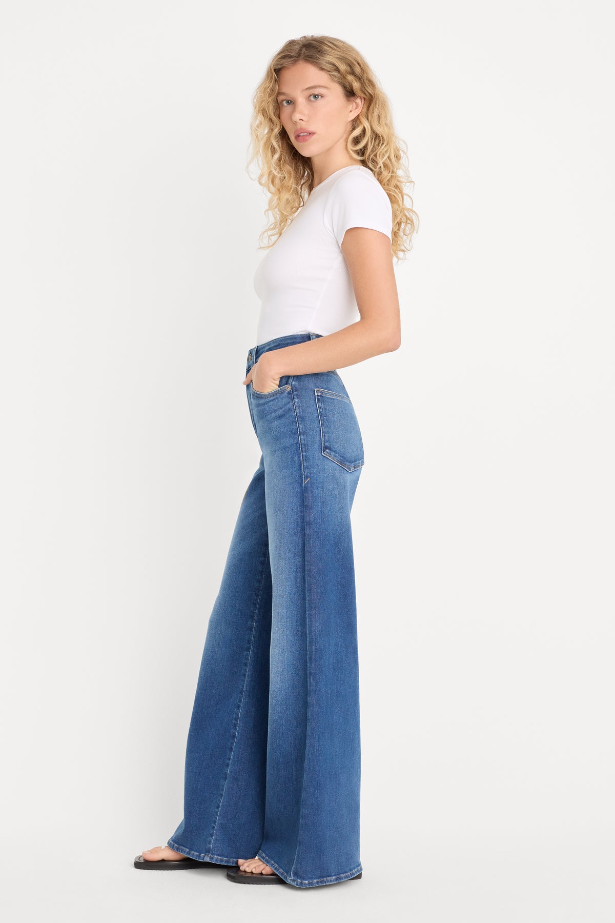 SOFT TECH GOOD WAIST PALAZZO JEANS | INDIGO1233