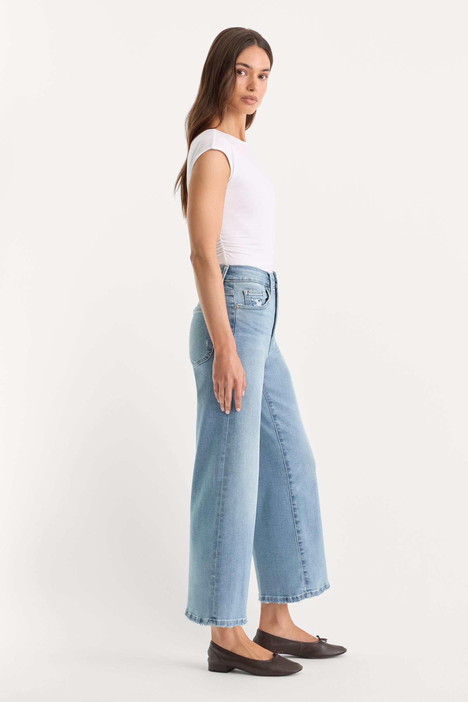SOFT TECH GOOD WAIST PALAZZO CROPPED JEANS | INDIGO1225