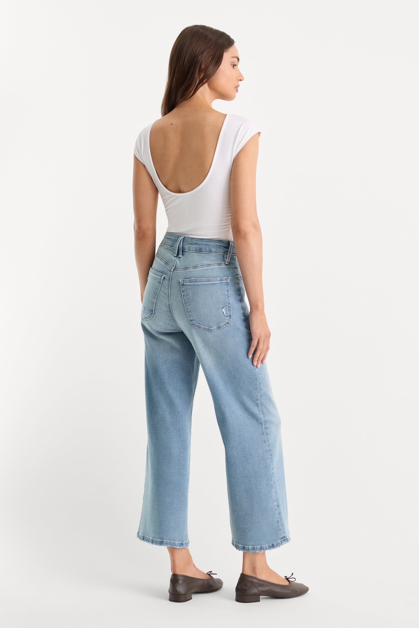SOFT TECH GOOD WAIST PALAZZO CROPPED JEANS | INDIGO1225