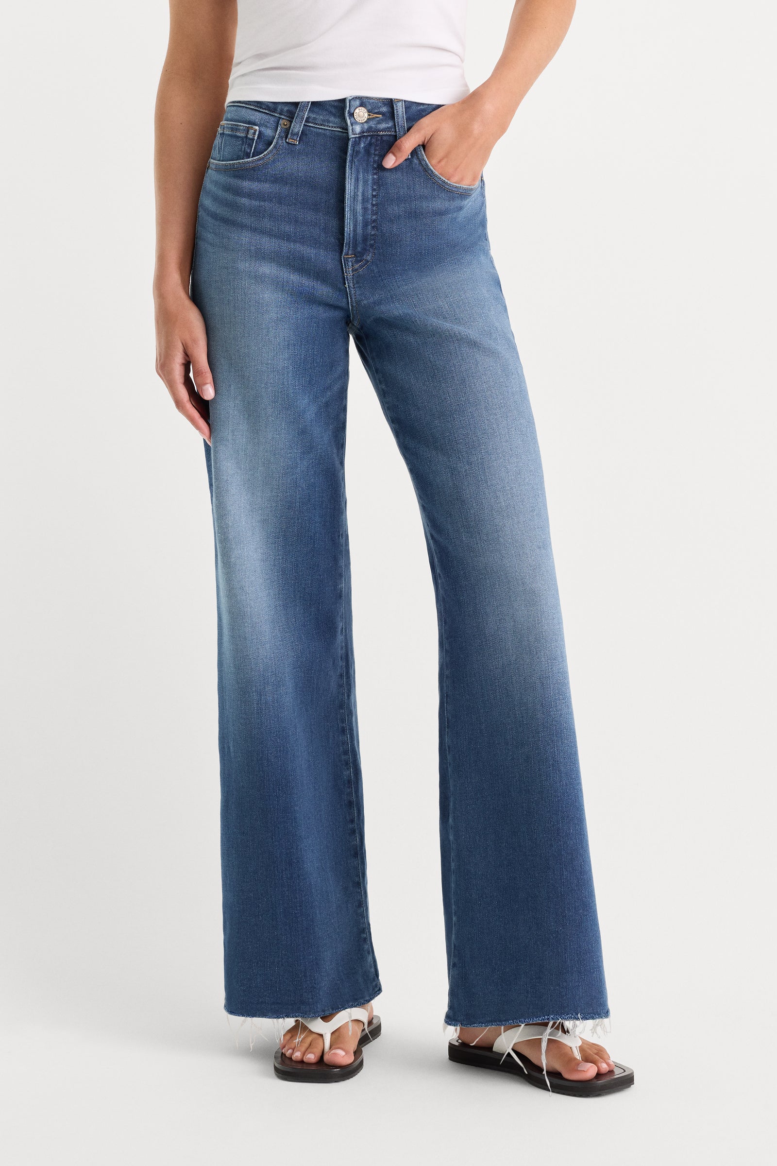 SOFT TECH GOOD WAIST PALAZZO ANKLE JEANS | INDIGO1233