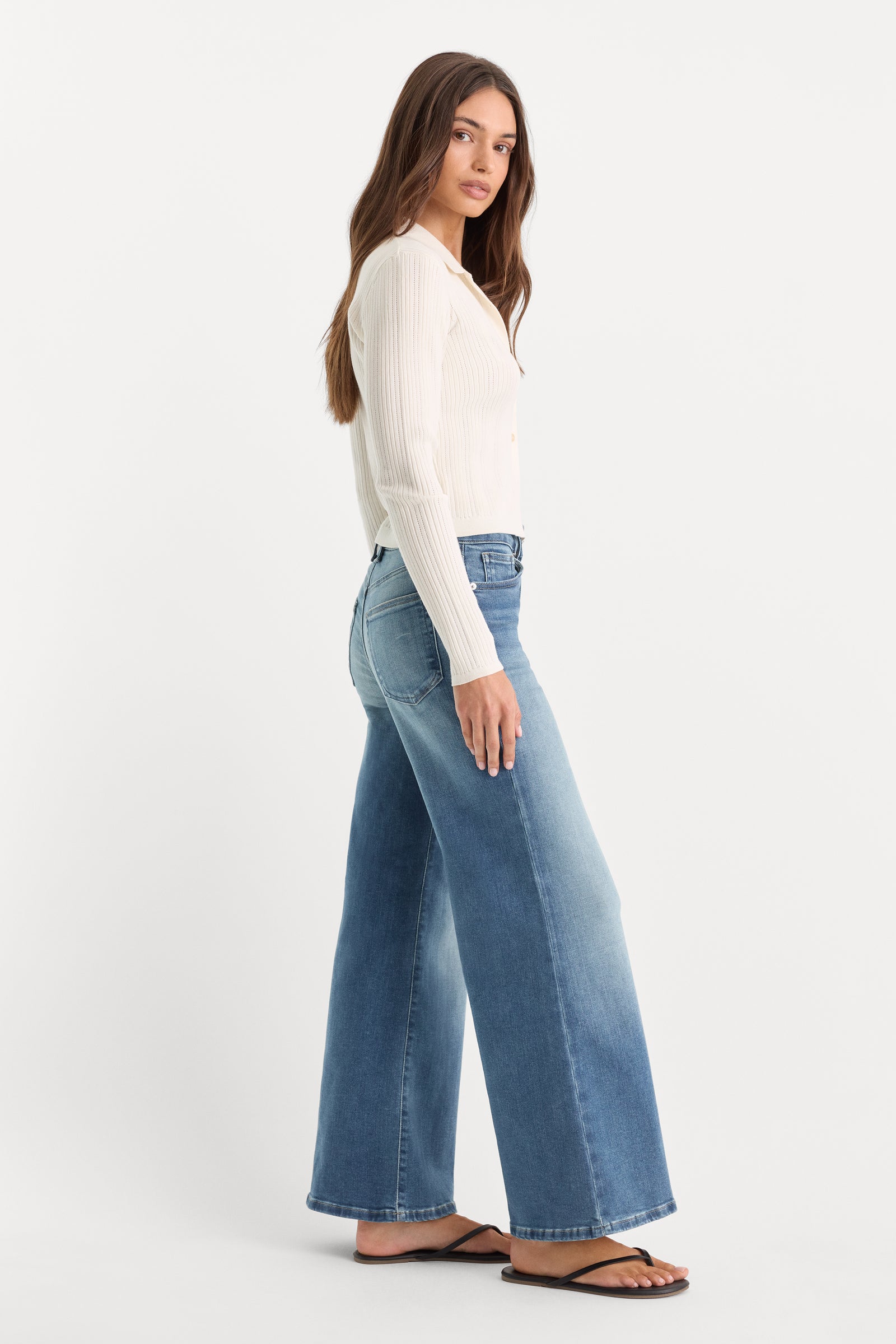 SOFT TECH GOOD WAIST PALAZZO ANKLE JEANS | INDIGO1238