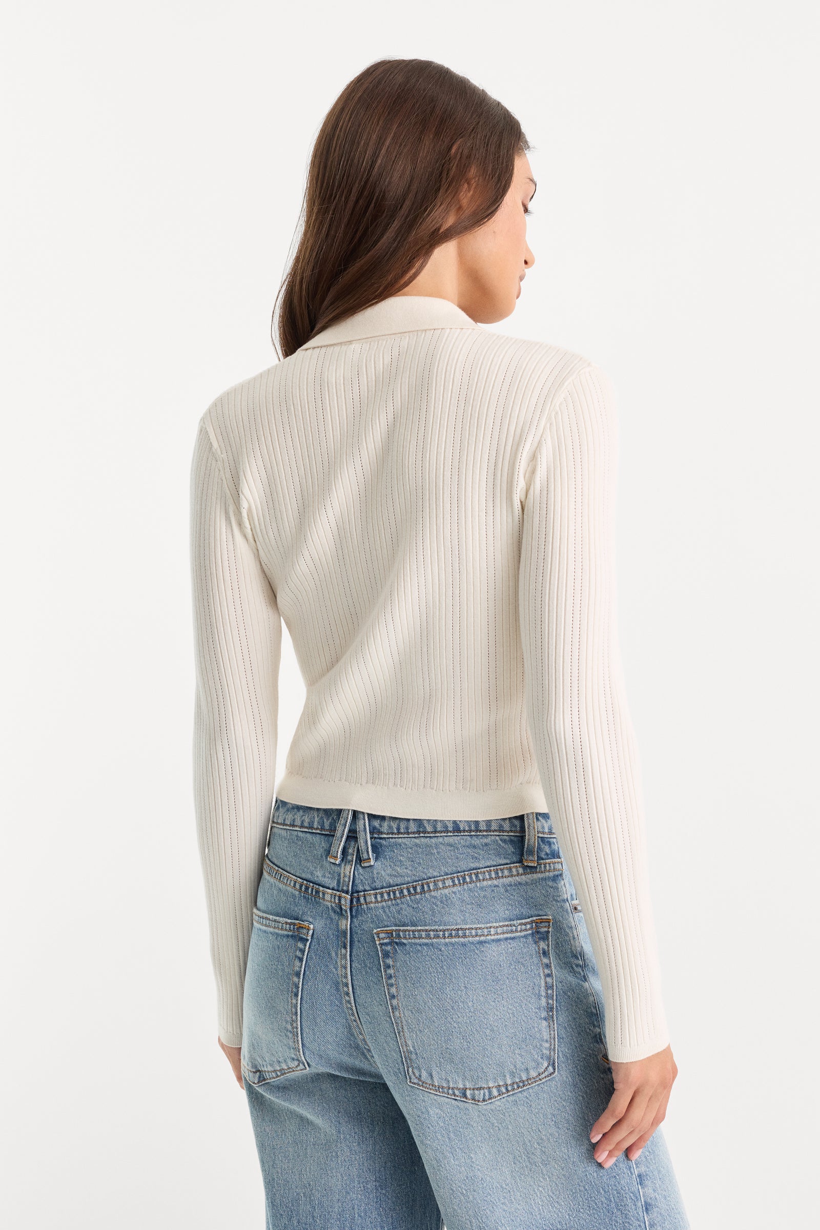 THE LADDER RIB CARDIGAN | CHALK