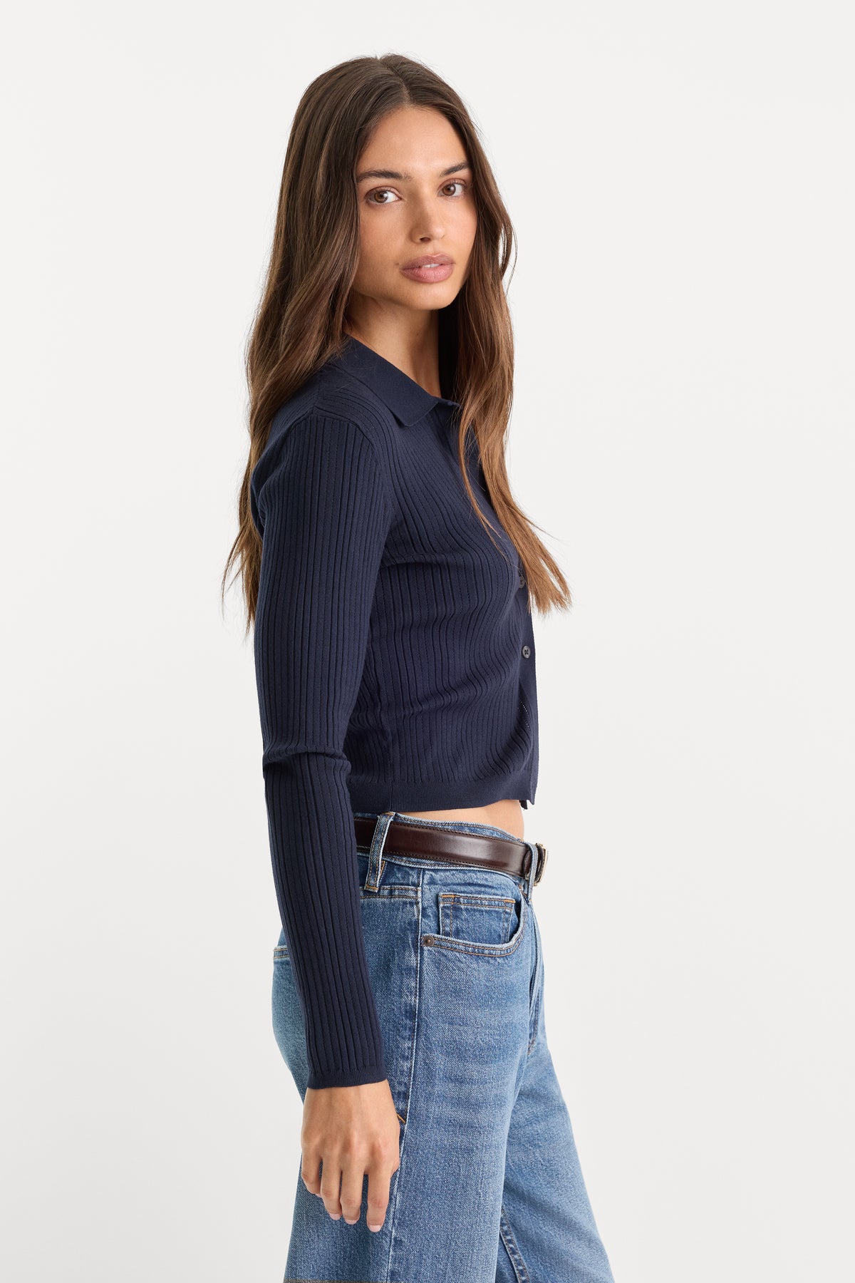 THE LADDER RIB CARDIGAN | MIDNIGHT BLUE