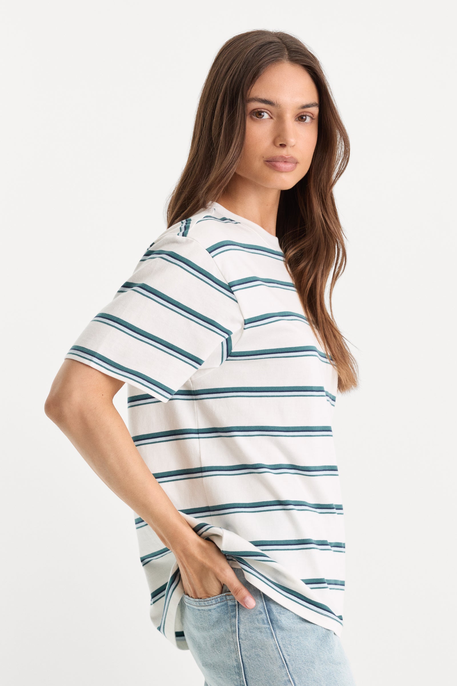 THE OVERSIZED TEE | HARBOR STRIPE CLOUD WHITE