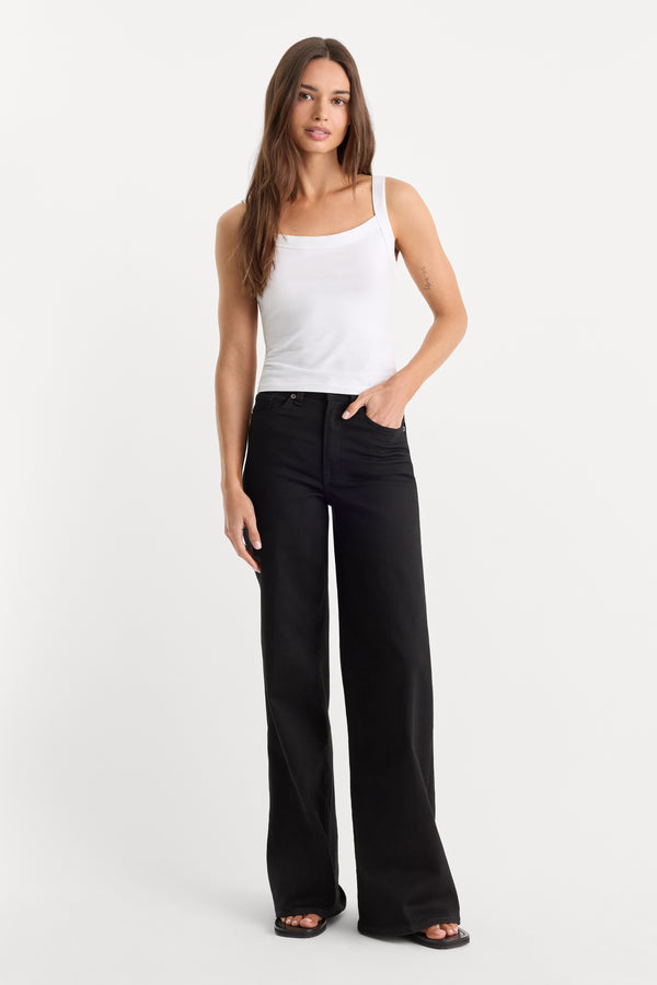 NEVER FADE GOOD WAIST PALAZZO JEANS | BLACK