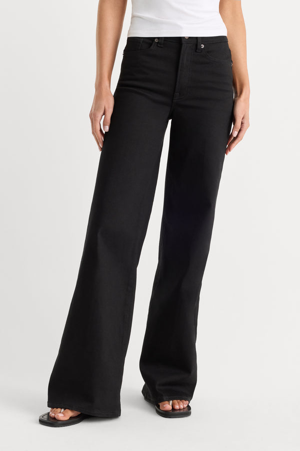 NEVER FADE GOOD WAIST PALAZZO JEANS | BLACK