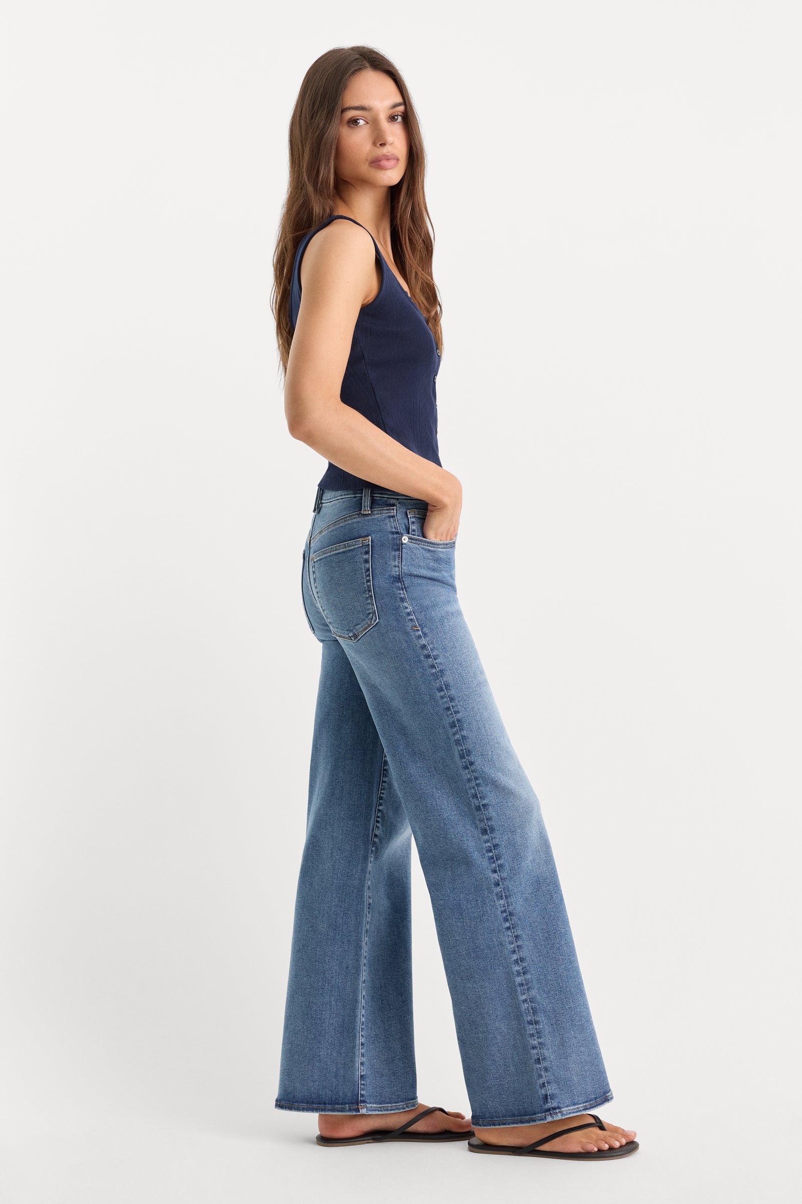 ALWAYS FITS SLIM PETITE PALAZZO JEANS | TAWNY