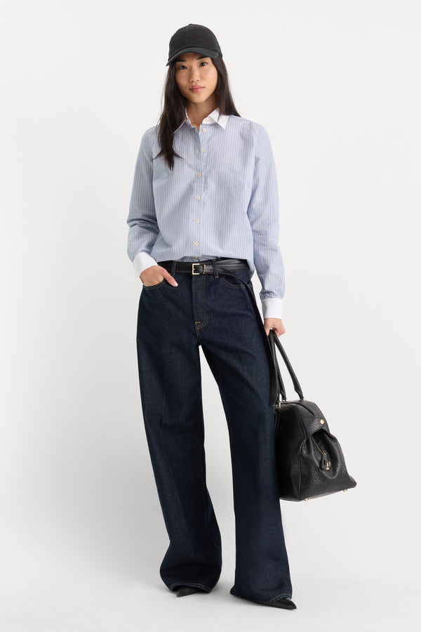 THE OXFORD CONTRAST SHIRT | SLATE BLUE STRIPE