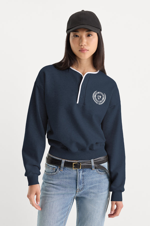 THE BRUSHED FLEECE HENLEY | NEW NAVY
