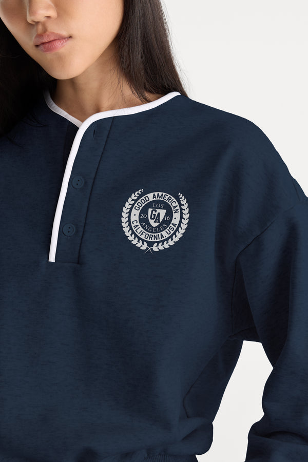 THE BRUSHED FLEECE HENLEY | NEW NAVY