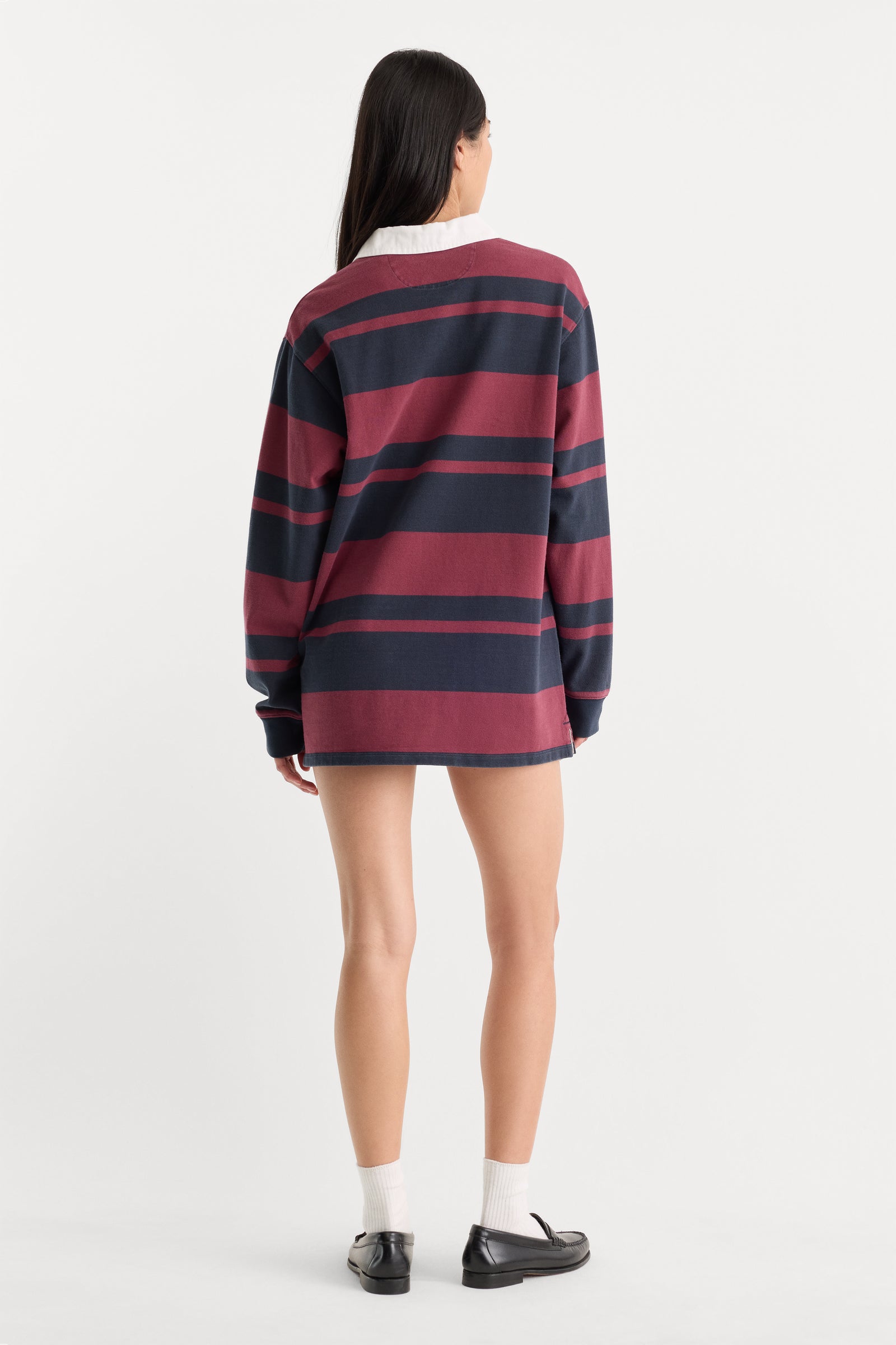 THE KNIT RUGBY MINI DRESS | NAVY BERRY CLUB STRIPE