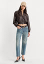 THE BETTER THAN LEATHER BOMBER JACKET | ESPRESSO-6 | GOOD AMERICAN | MODEL