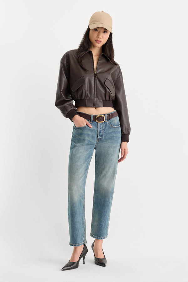 THE BETTER THAN LEATHER BOMBER JACKET | ESPRESSO-6 | GOOD AMERICAN | MODEL