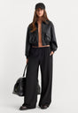 THE BETTER THAN LEATHER BOMBER JACKET | BLACK001-3 | GOOD AMERICAN | MODEL