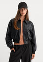 THE BETTER THAN LEATHER BOMBER JACKET | BLACK001-1 | GOOD AMERICAN | MODEL