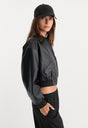 THE BETTER THAN LEATHER BOMBER JACKET | BLACK001-2 | GOOD AMERICAN | MODEL
