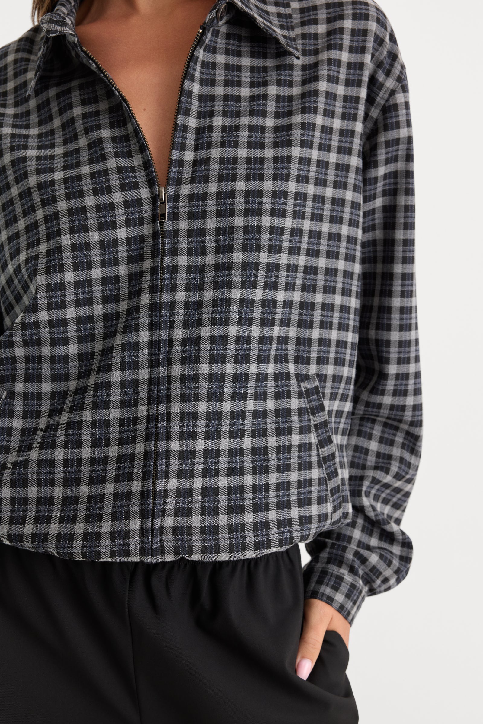 THE LIGHTWEIGHT BOMBER JACKET | CHARCOAL PLAID